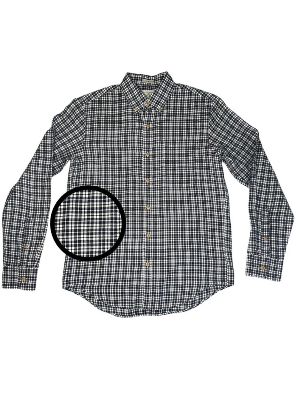 J.Crew Secret Wash Stretch Slim Shirt S Navy White Gingham Button Down
